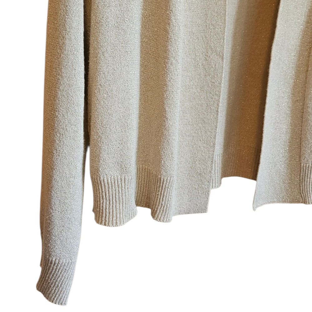 Calvin Klein Medium M Gold Shimmer Metallic Knit Open Front Cropped Cardigan - Picture 3 of 6